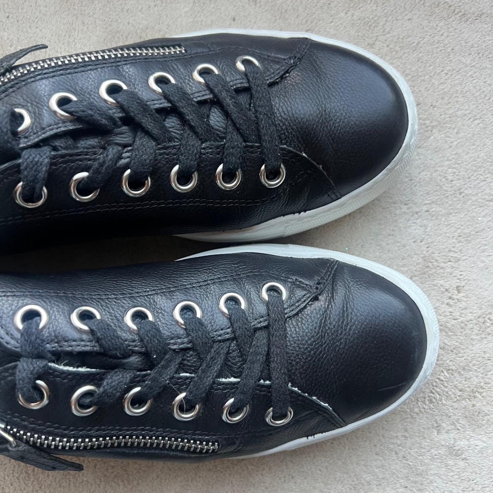 Paul Green Super Soft Women 8.5 UK 6Black Leather Side Zip Platform Sneakers - Picture 7 of 15